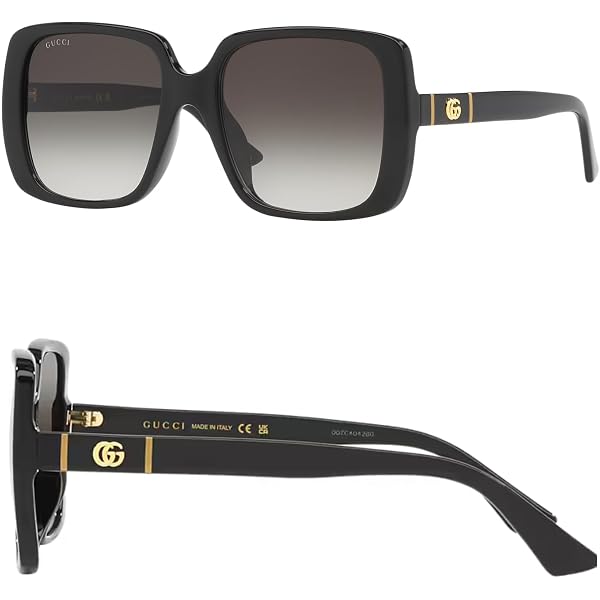 Gucci Sunglasses Square Full Rim, Black Frame and Grey Gradient